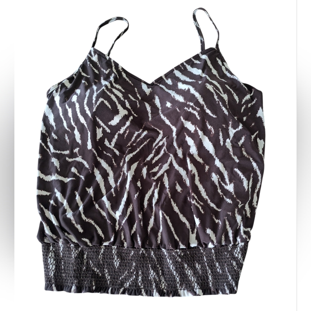 MagicSuit Womens‎ 14 Tankini Swim Top Brown White NWT